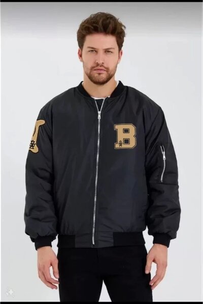 Kanonik Education Unisex Μακρυμάνικο εμπριμέ μπουφάν Bomber - Μαύρο