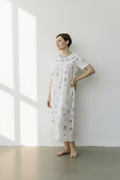 Nitesheys Κοντό μανίκι 100% βαμβακερό χτενισμένο βαμβακερό νυχτικό, Νοσοκομεί...