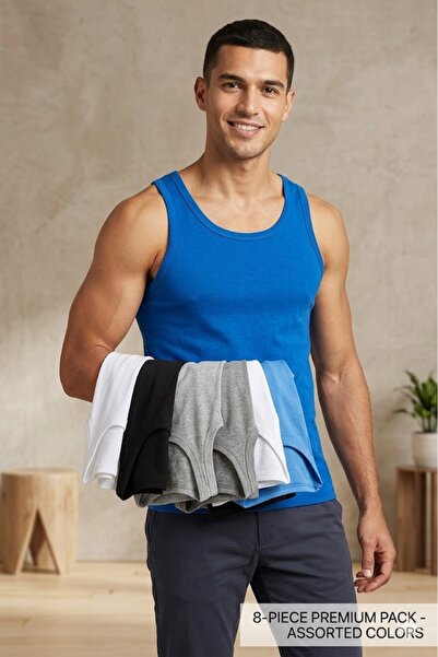 MODA YILDIZ Σετ 8 Ανδρικών Αθλητικών Εσωρούχων από Βαμβάκι σε Μικτά Χρώματα -...