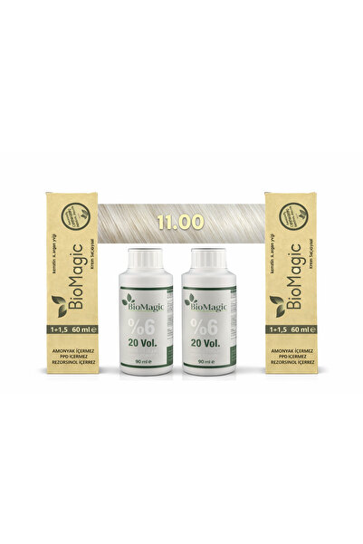 BIOMAGIC 11.00 Fildişi Organik İçerikli Amonyaksız Kalıcı Saç Boyası 2 Boya+2...