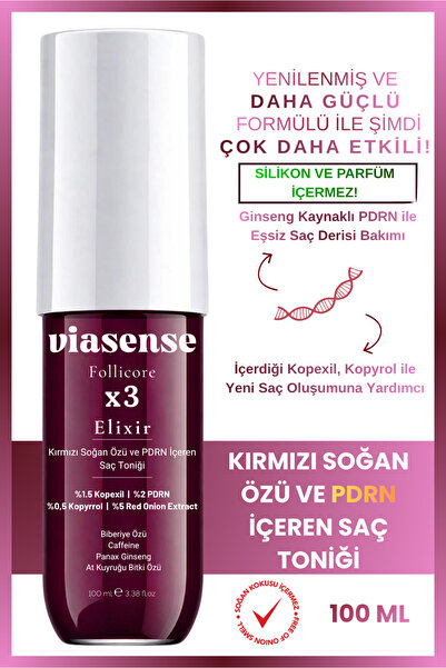 viasense PDRN ve Kırmızı Soğan Özü İçeren Dökülme Karşıtı ve Hızlı Uzamaya Ya...
