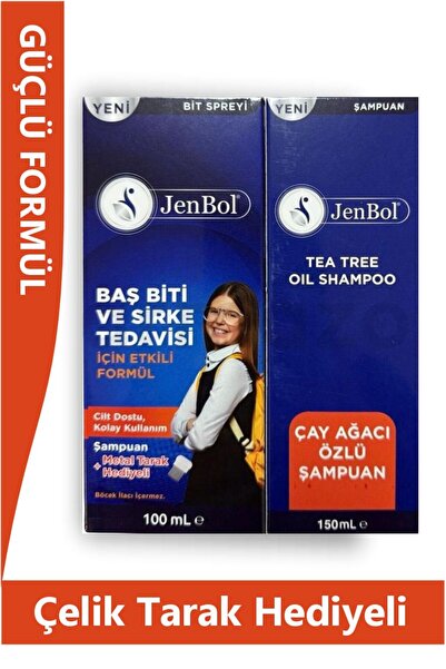 Jenbol Bit Spreyi 100 ml + Çayağacı Şampuan 150 ml - Çelik Tarak Hediyeli