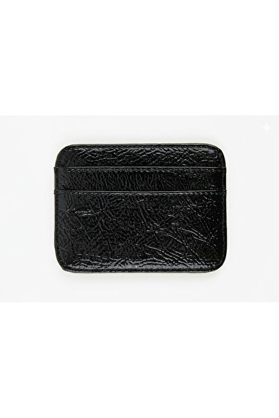 SHINELUC Black Leather Wallet Card Holder
