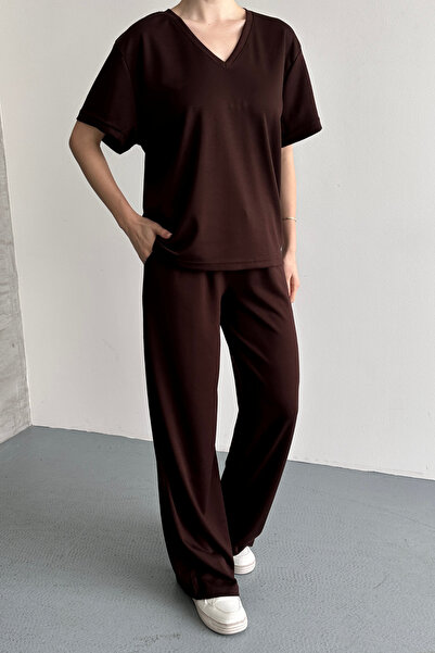 Mogi Butik Γυναικείο Βασικό Σετ με Μισό Μανίκι και Λαιμόκοψη V 3197