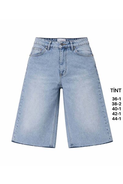 Miss Poem Γυναικείο σορτς βερμούδα τζιν ψηλόμεσο σε μπλε απόχρωση