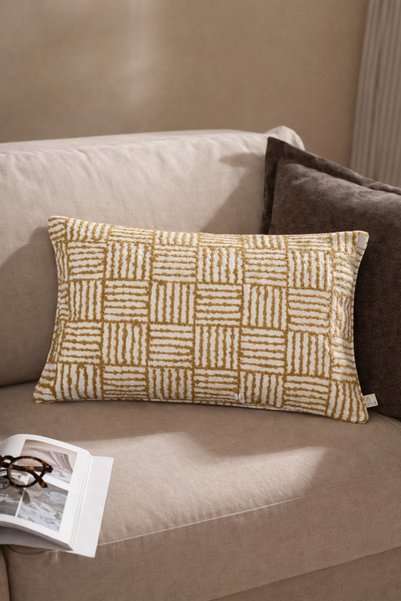 NEEDLE Mondri Mustard Rectangular Throw Pillow Cover (30×50)