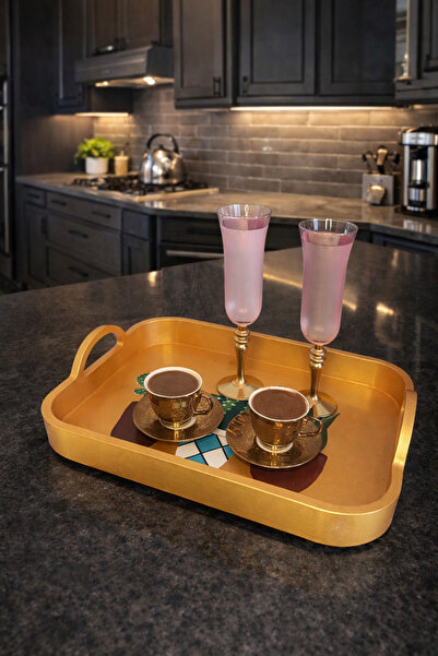 ASLI Gold Color Tea, Coffee, Promise Engagement Decorative Serving Presentati...