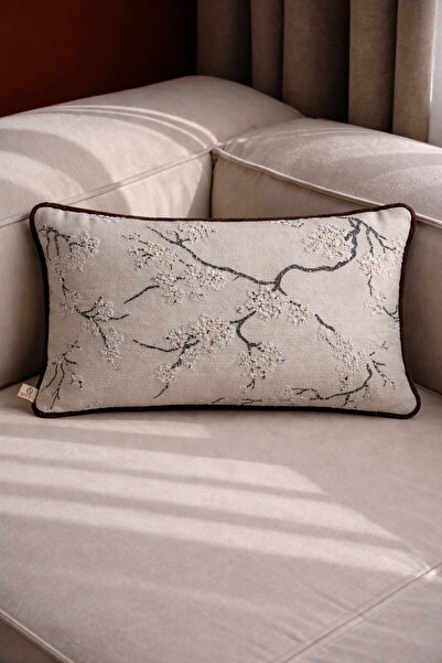 NEEDLE Sakura Gri Dikdörtgen Kırlent Kılıfı (30x50)