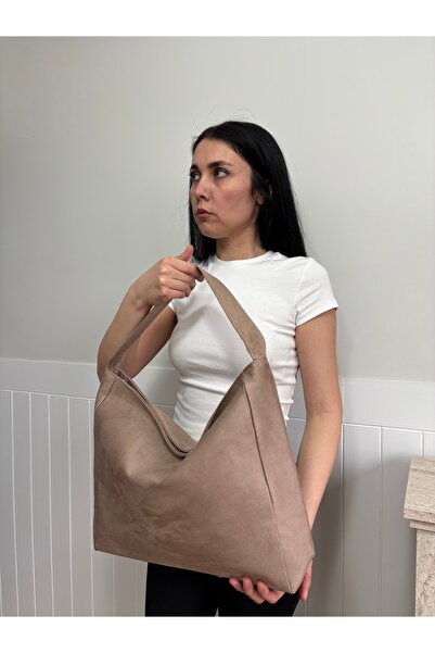 lalettobags Geantă de umăr casual din piele intoarsa, model Fulya, pentru femei
