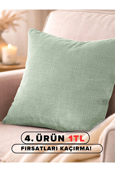 Mint Color Linen Textured Stylish Decorative Pillow Case Hidden Zipper Modern Living Room Pillow
