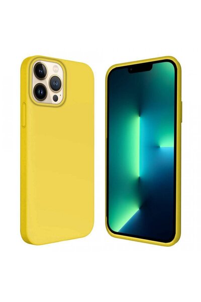 PiyasaSepeti Silicone Case for Apple iPhone 13 Pro 6.1''Inside Velvet Yellow