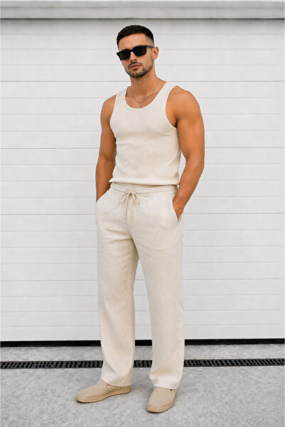 Delpino Φαρδύ λινό παντελόνι με χαλαρή εφαρμογή