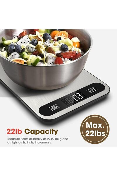 Arabest 10kg Digital Kitchen Scale, 304 Stainless Steel, Grams/Oz, LCD Displa...
