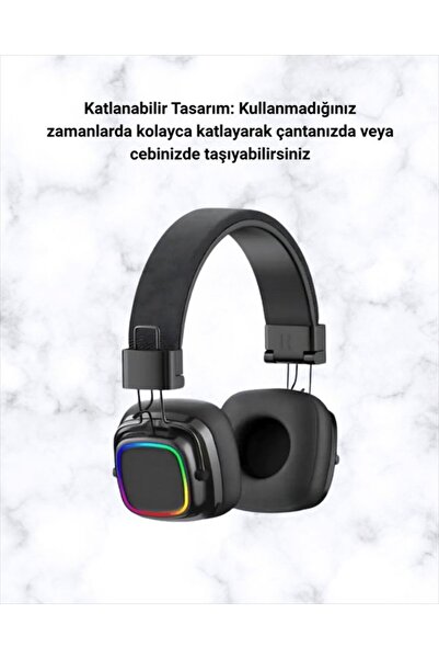 Kanonik Education سماعة رأس بلوتوث 5.3 فوق الأذن قابلة للطي مع ضوء RGB