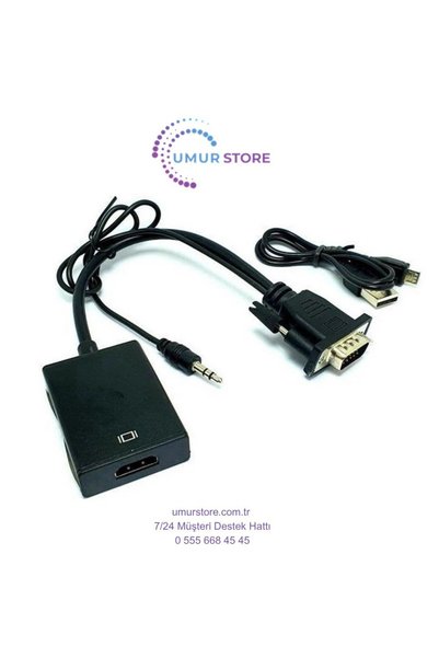 Herz VGA HDMI Çevirici USB Güç Destekli VGA HDMI Çevirici Erkek VGA Dişi HDMI...
