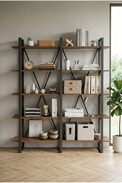 Robin Home Grand Ofis Kitaplık 5 Raflı Metal Ayaklı Barok