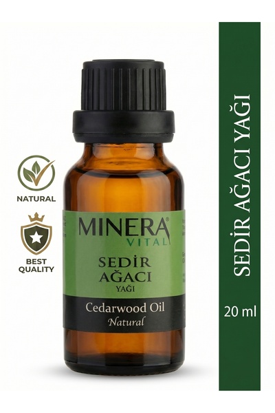 MİNERA VİTAL Sedir Ağacı Yağı 20 ml (Cedarwood Oil) Damlalıklı Cam Şişe