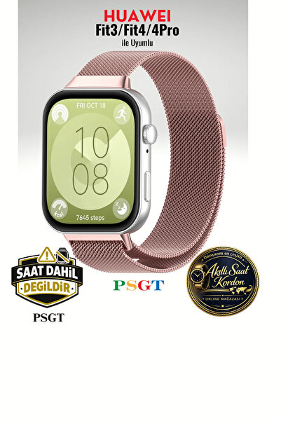 PSGT Huawei Watch Fit 3 / Fit 4 / Fit 4 Pro ile Uyumlu Kordon Hasır Örgü Meta...
