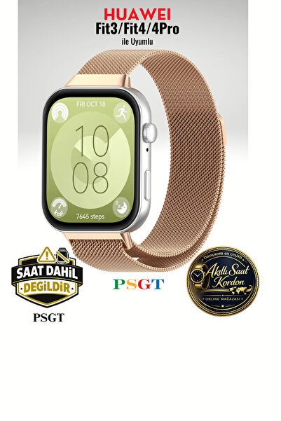 PSGT Huawei Watch Fit 3 / Fit 4 / Fit 4 Pro ile Uyumlu Kordon Hasır Örgü Meta...