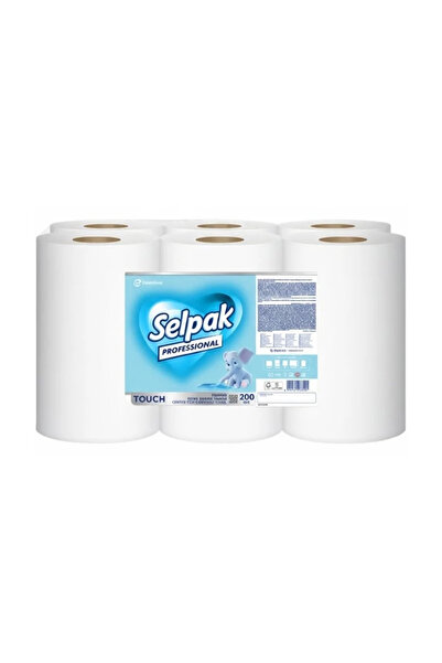 Selpak منشفة تاتش الداخلية القابلة للسحب 200 متر، مجموعة من 6 قطع