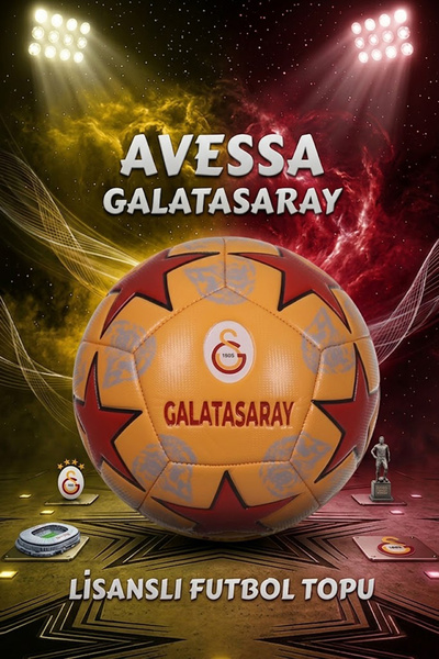 AVESSA Galatasaray Lisanslı Futbol Topu – LION - No:5 - 4 Astarlı Dayanıklı K...