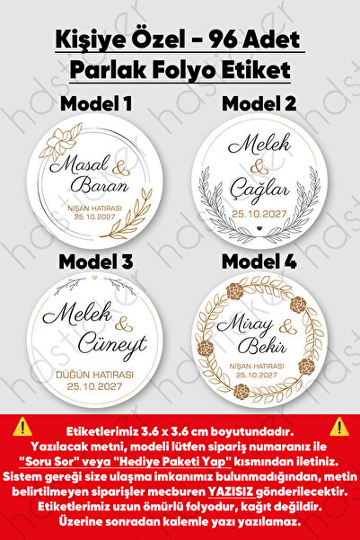 hdsticker 96 Adet Kişiye Özel Kına Nişan Nikah Düğün Sünnet Bebek Firma Etike...