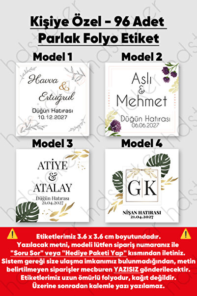 hdsticker 96 Adet Kişiye Özel Kına Nişan Nikah Düğün Sünnet Bebek Firma Etike...