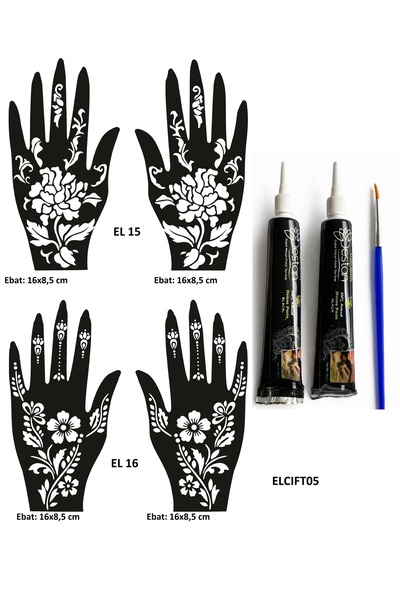 Airbrush Tattoo Menekşe Desenler El üstü Hint Kınasıyla Geçici Dövme Yapma Se...