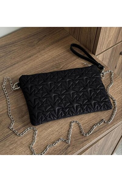 Zealous Μαύρη τσάντα Clutch & Portfolio με σχέδιο αστεριών και αποσπώμενο λου...