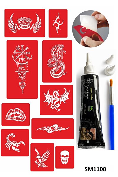 Airbrush Tattoo Efsane Tasarımlar Kınayla Geçici Dövme Kampanya Seti 1 Tüp Si...