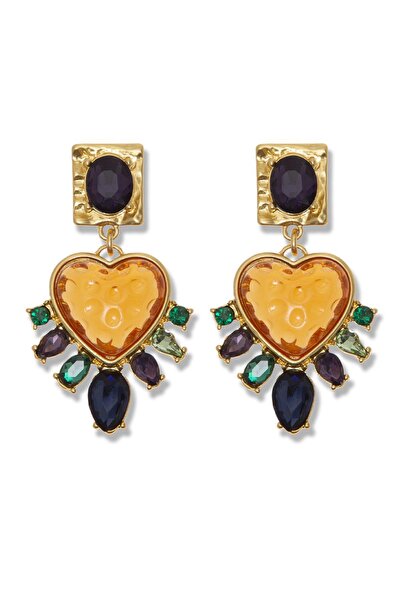 New Obsessions Altın Kaplama Vintage Damla Taşlı Sallantılı Küpe