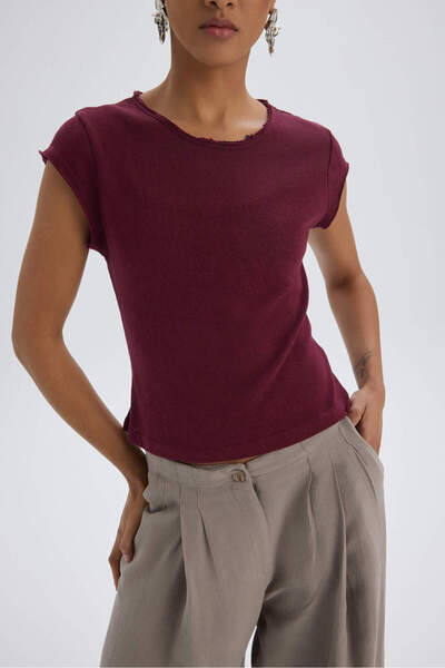 BOHEMAİ Kensal Dar Kesim Bordo T-Shirt