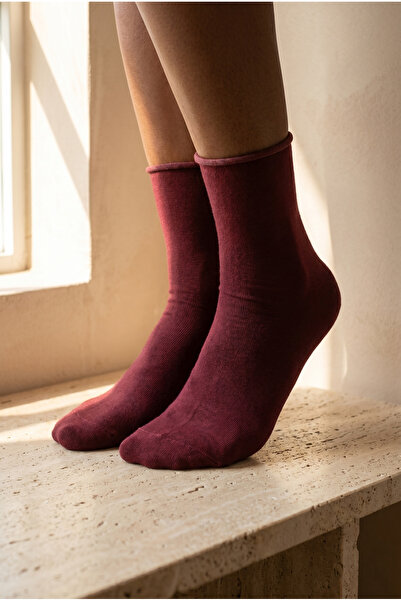 Katia&Bony Dark Claret Red Modal Thin Socks - Elasticless Fabric