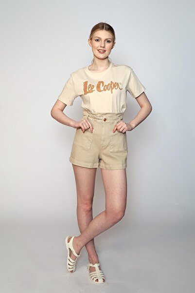Lee Cooper Lilyas Γυναικείο Υφαντό Σορτς Μπεζ