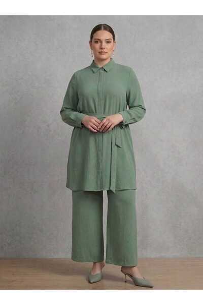 ALİA Set din două piese cu tunică și pantaloni cu detaliu de centură - Kaki -