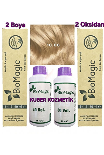 BIOMAGIC 10.00 Açık Sarı Organik İçerikli Amonyaksız Kalıcı Saç Boyası 2 Boya...
