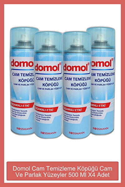 DOMOL Cam Temizleme Köpüğü Cam Ve Parlak Yüzeyler 500 Ml X4 Adet