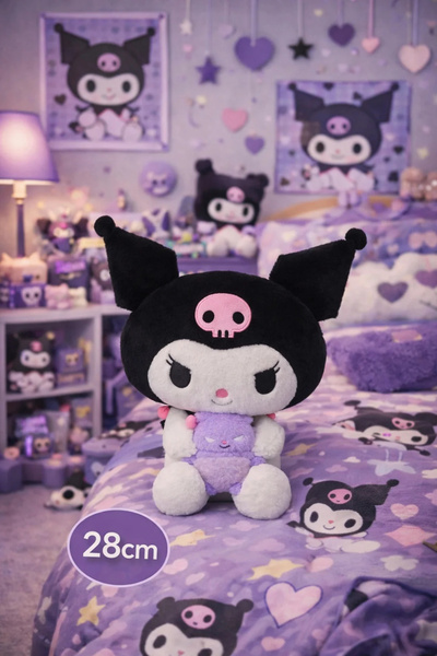 SANRIO Lisanslı Kuromi Peluş Oyuncak 28 Cm – Oturan Mini Arkadaşlı Yumuşacık ...