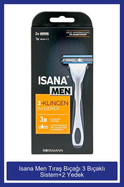 ISANA Men Tıraş Bıçağı 3 Bıçaklı Sistem+2 Yedek