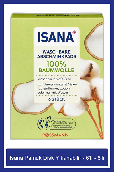 ISANA Pamuk Disk Yıkanabilir - 6'lı - 6'lı