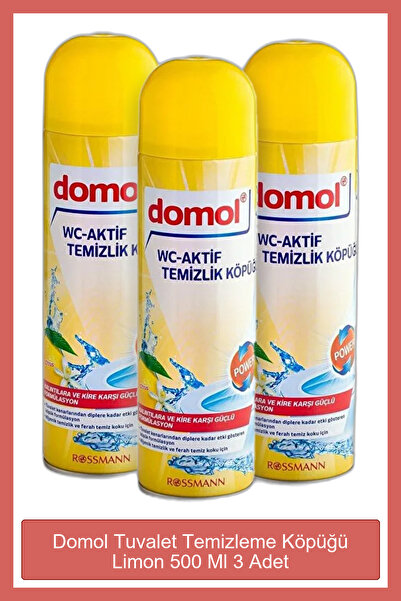 DOMOL Tuvalet Temizleme Köpüğü Limon 500 Ml 3 Adet