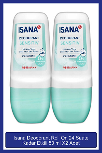 ISANA Deodorant Roll On 24 Saate Kadar Etkili 50 ml X2 Adet