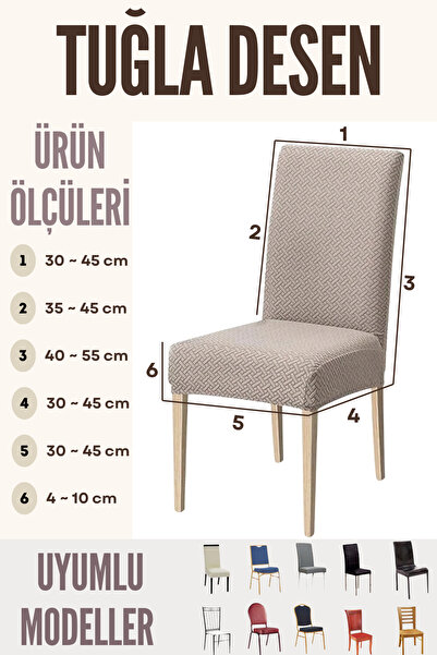 ELHAS Likrali Kumaş Tuğla Desenli Sandalye Örtüsü, Lastikli, Esnekli,kaliteli Sandalye Kılıfı 1 Adet