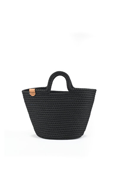 SHAKA Μαύρη Shk315 Χειροποίητη ψάθινη τσάντα χειρός, μπράτσου και ώμου