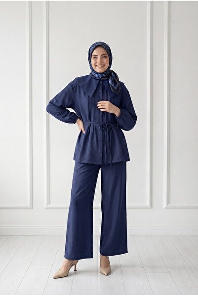 MİHRA STORE Σετ Yazel με κουμπιά μπροστά και ραβδώσεις από Modal Cupra-NL632 ...