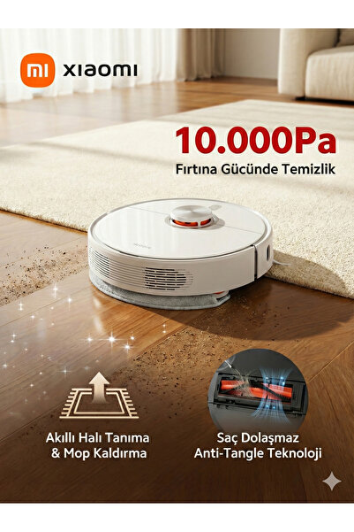 Xiaomi 10.000 Pa Ultra Emiş Güçlü Akıllı Robot Süpürge, Saç Dolaşma Önleyici,...