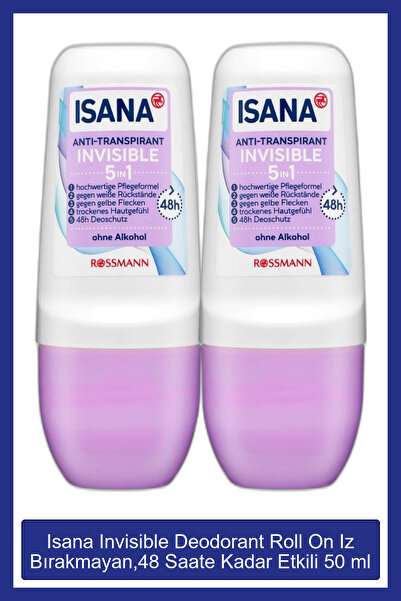 ISANA Invisible Deodorant Roll On Iz Bırakmayan Özel Formül, 48 Saate Kadar E...