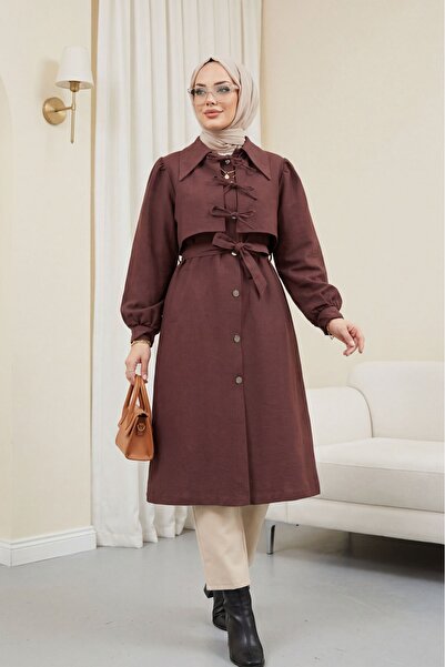 HİJABAYA Καμπαρντίνα με λεπτομέρεια δεσίματος μπροστά και τσέπες με κουμπιά