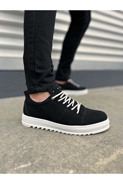 Aymood Jy152 Cool Lace-Up Suede Men's Casual Sports Classic Shoes Sbt - Black