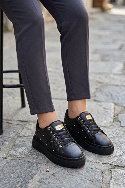 sefayol Γυναικεία αθλητικά παπούτσια Noll Μαύρα Ματ Δερμάτινα με κορδόνια